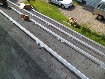 Installing rails on the garage roof