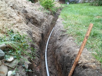 Trench for the garage power
