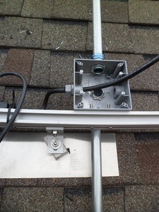 Junction boxes bolted to rails