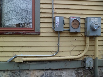 Conduit from the meter into the house