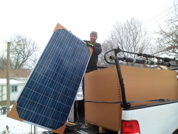 Unloading the solar panels