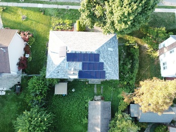 Aerial view of solar installation