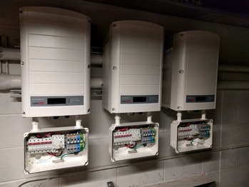 Three inverters ready to be wired