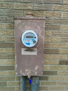 Utility meter on the back of the building