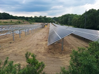 Two rows of panels installed