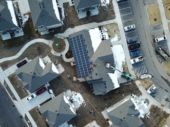 Solar installation with surrounding neighborhood