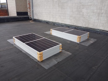 Solar panels on lower roof