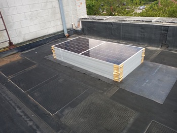Solar panels on lower roof