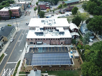 Aerial view of the solar carport