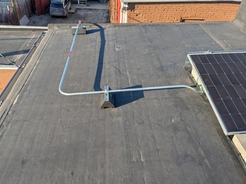 Conduit bringing the power from the roof