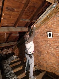 Running the ground wire in the attic